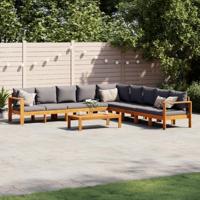 6-delige Loungeset met kussens massief acaciahout - thumbnail