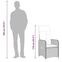 9-delige Bistroset met kussens poly rattan grijs - thumbnail