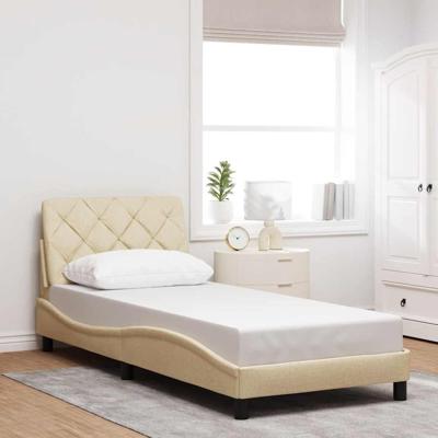Bedframe zonder matras 90x190 cm stof crèmekleurig