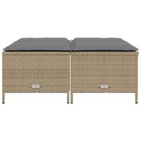 Tuinkrukken met kussens 4 st poly rattan beige - thumbnail