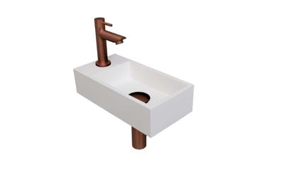 Fonteinset INK Versus 36x18x9 cm Polystone Mat Wit Met Kraangat Links Mat Rose Goud