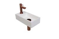 Fonteinset INK Versus 36x18x9 cm Polystone Mat Wit Met Kraangat Links Mat Rose Goud - thumbnail