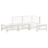 4-delige Loungeset massief grenenhout wit - thumbnail