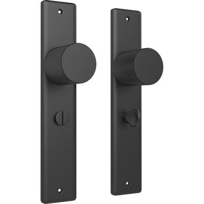 Deurbeslag met Rechtsdraaiend Draaiknop - Ceraxo Thor - Deurklink met WC/Badkamer Rozet - Gekarteld Draaiknop - Mat Zwart