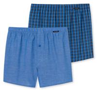2-Pack heren wijde boxershort katoen woven - Losse blauwe 100% katoenen boxershorts - thumbnail