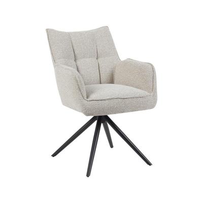 LABEL51 Eetkamerstoel Amalfi - Naturel - Royal Boucle - Zwart Metalen Frame