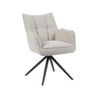 LABEL51 Eetkamerstoel Amalfi - Naturel - Royal Boucle - Zwart Metalen Frame - thumbnail