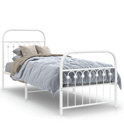 Bedframe met hoofd- en voeteneinde metaal wit 80x200 cm