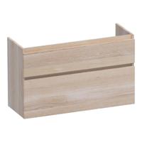 Brauer Delight - Onderkast Ondiep - 100 cm - met 2 Softclose Lades Greeploos en 1 Sifon Uitsparing - Lamellen Eiken Wit - thumbnail