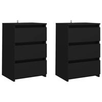 Nachtkastjes 2 st 40x35x62,5 cm bewerkt hout zwart - thumbnail