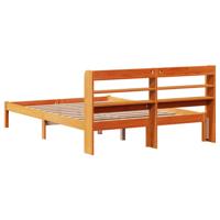 Bedframe met hoofdbord massief grenenhout wasbruin 140x190 cm - thumbnail
