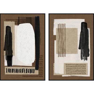Canvas Home ESPRIT Bruin Zwart Abstract Stads 63 x 4 x 93 cm (2 Stuks)