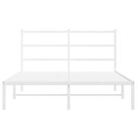 Bedframe met hoofdbord metaal wit 135x190 cm - thumbnail