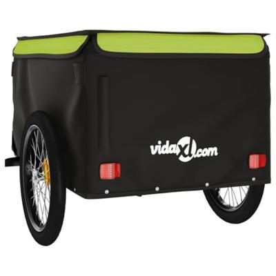 VidaXL Fietstrailer 45 kg ijzer zwart en groen