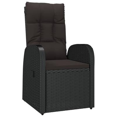 7-delige Tuinset met kussens poly rattan zwart - thumbnail