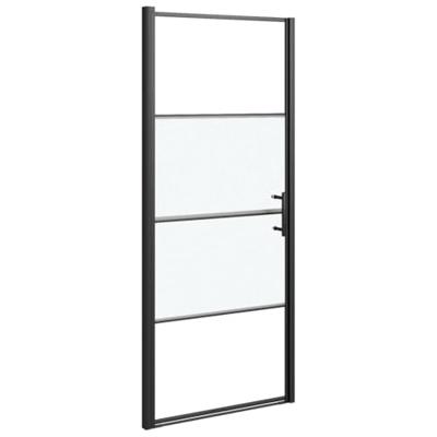 VidaXL Douchedeur halfmat 81x195 cm gehard glas zwart VidaXL Douchedeur halfmat 81x195 cm gehard glas zwart
