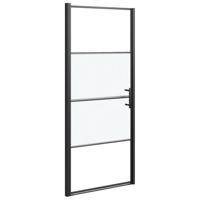 VidaXL Douchedeur halfmat 81x195 cm gehard glas zwart - thumbnail