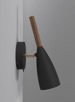 Wandlamp slaapkamerlamp zwart hout &apos;Pure 10&apos; modern gu10 met schakelaar DFTP - thumbnail