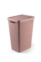 Curver wasmand met deksel jute-look 58l roze - thumbnail
