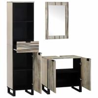 Badkamermeubelset met lade met plank 3 pcs Wit 38 x 33 x 160 cm - thumbnail