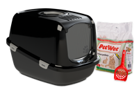 Peewee Startpakket Kattenbak Ecodome - Zwart - thumbnail