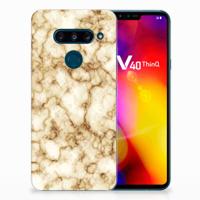 LG V40 Thinq TPU Siliconen Hoesje Marmer Goud - thumbnail