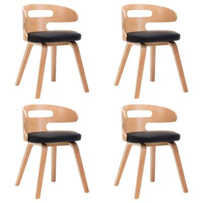 VidaXL Eetkamerstoelen 4 st gebogen hout en kunstleer zwart VidaXL Eetkamerstoelen 4 st gebogen hout en kunstleer zwart