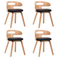 VidaXL Eetkamerstoelen 4 st gebogen hout en kunstleer zwart - thumbnail
