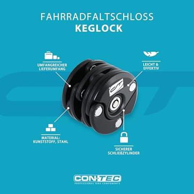 CONTEC faltschloss "keglock" ct faltschl. keglock 60 cm, black