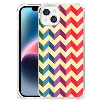 Apple iPhone 14 Plus Doorzichtige Silicone Hoesje Zigzag Multi Color Apple iPhone 14 Plus Doorzichtige Silicone Hoesje Zigzag Multi Color
