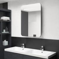 Badkamerkast met spiegel en LED 60x11x80 cm zwart - thumbnail