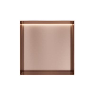 Hotbath &More Inbouwnis - 30 x 30 x 10 cm - Frameless - met LED-verlichting - Geborsteld Koper PVD