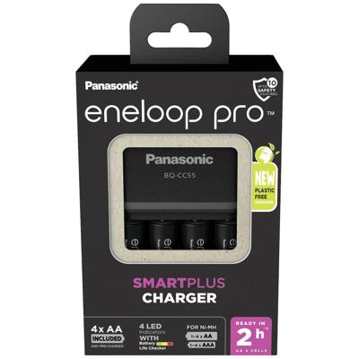 Panasonic Snellader BQ-CC55 + 4x AA Eneloop Pro 2550mAh Panasonic Snellader BQ-CC55 + 4x AA Eneloop Pro 2550mAh