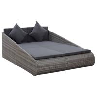 Tuinbed 110x200 cm poly rattan grijs - thumbnail