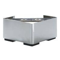 Stalen meubelpoot chroom vierkant 10 bij 10 cm en hoogte 6,5 cm - thumbnail