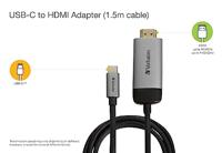 Verbatim USB-C Adapterkabel [1x USB-C stekker - 1x HDMI-stekker] 49144 1.50 m - thumbnail
