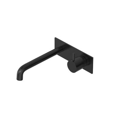 Inbouw Wastafelkraan Met Achterplaat Hotbath Cobber 18cm Gebogen Uitloop 1-Hendel Geborsteld Zwart PVD Inbouw Wastafelkraan Met Achterplaat Hotbath Cobber 18cm Gebogen Uitloop 1-Hendel Geborsteld Zwart PVD