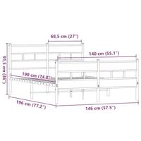 Bedframe zonder matras metaal gerookt eikenkleurig 140x190 cm - thumbnail