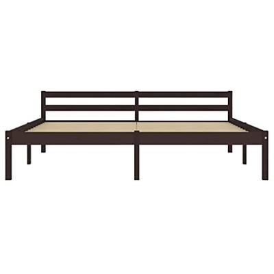 Bedframe massief grenenhout donkerbruin 180x200 cm