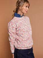 Dames sweater van biologisch katoen met bloemenprint meerkleurig - thumbnail