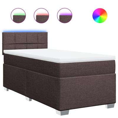 Boxspring met matras stof donkerbruin 140x200 cm - thumbnail
