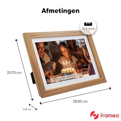 Denver PFF1543LW Digitale WiFi-fotolijst 39.6 cm 15.6 inch Energielabel: D (A - G) 1920 x 1080 Pixel 16 GB Hout