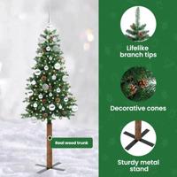 VidaXL Slanke kerstboom groen 150 cm pvc en massief dennenhout - thumbnail