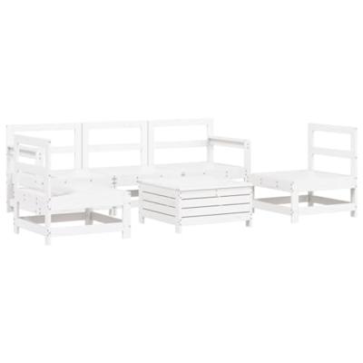 6-delige Loungeset massief grenenhout wit