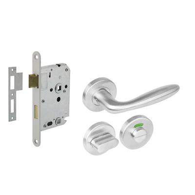 Set toiletslot 63/8mm wit met deurkruk Jupiter op rozet ø53x8mm en WC-sluiting rvs