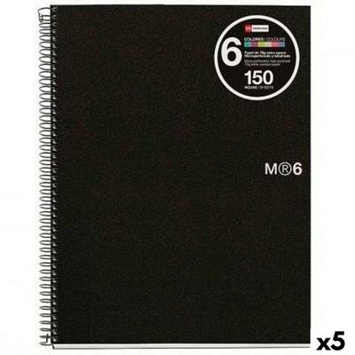 Boek over Ringen Miquelrius Zwart A5 150 Lakens (5 Stuks)