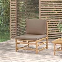 Tuinmiddenbank met kussens bamboe taupe - thumbnail