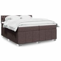 Boxspring met matras stof donkerbruin 200x200 cm - thumbnail