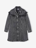 Jeansjurk met ruches JONEN denimgrijs - thumbnail