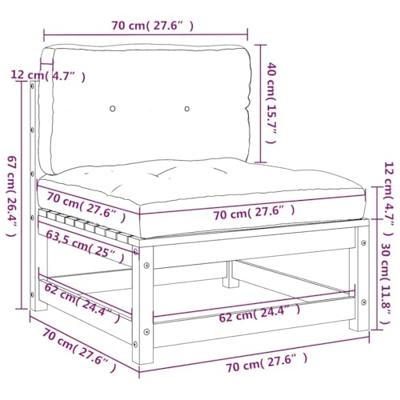 Tuinbanken 2 st zonder armleuningen met kussens douglashout